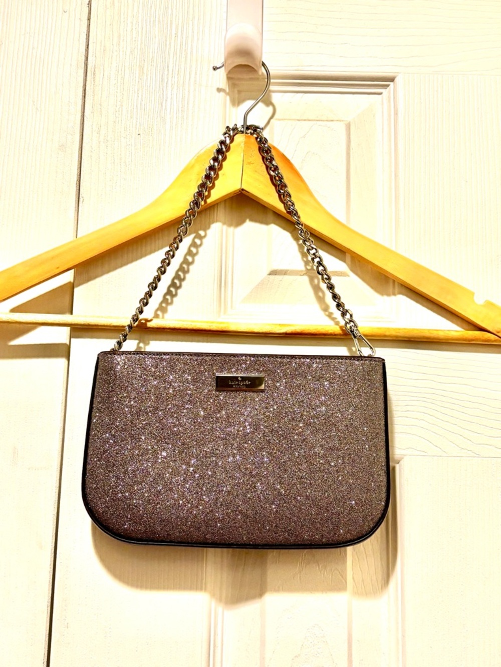 Kate Spade Silver Glitter Lilly Pochette Shoulder Bag - new!